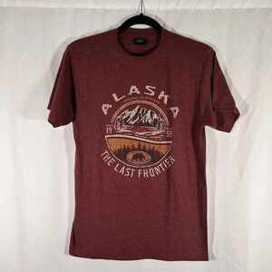 Alaska Shirt Unisex Small Red Graphic Print Short Sleeve Crew Neck 100% Cotton